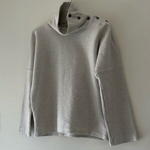 Zara Light Gray Cowl Neck Sweater with Button Accents